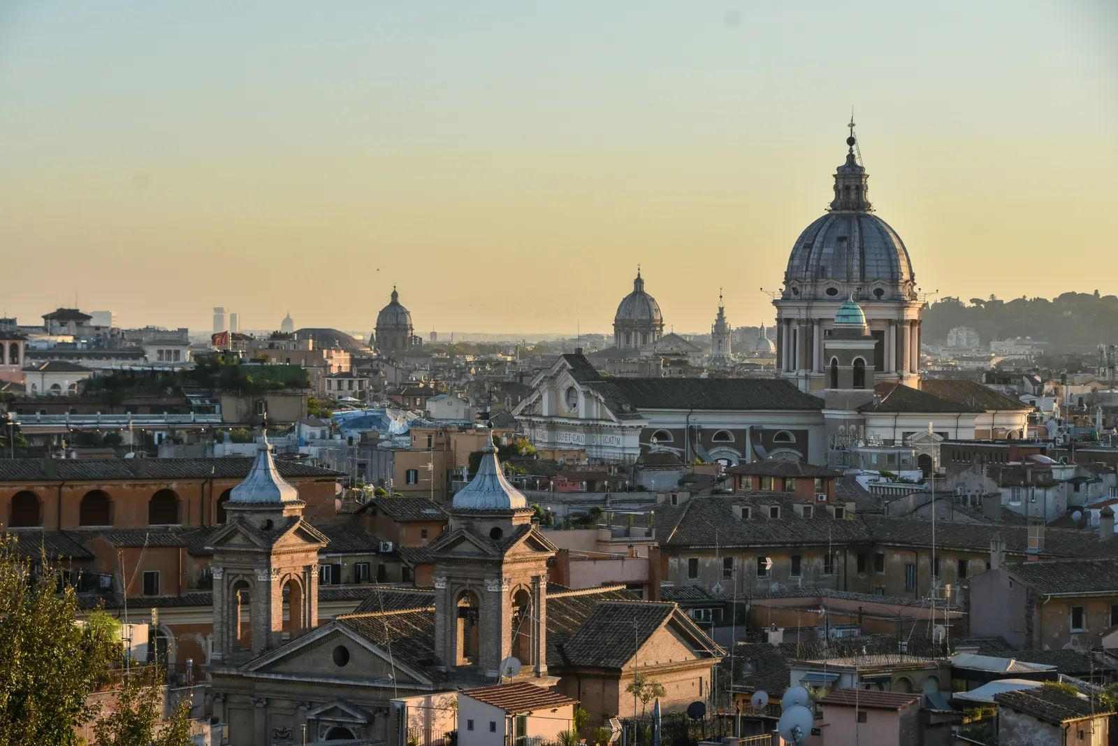Rome's rooftops and domes at golden hour